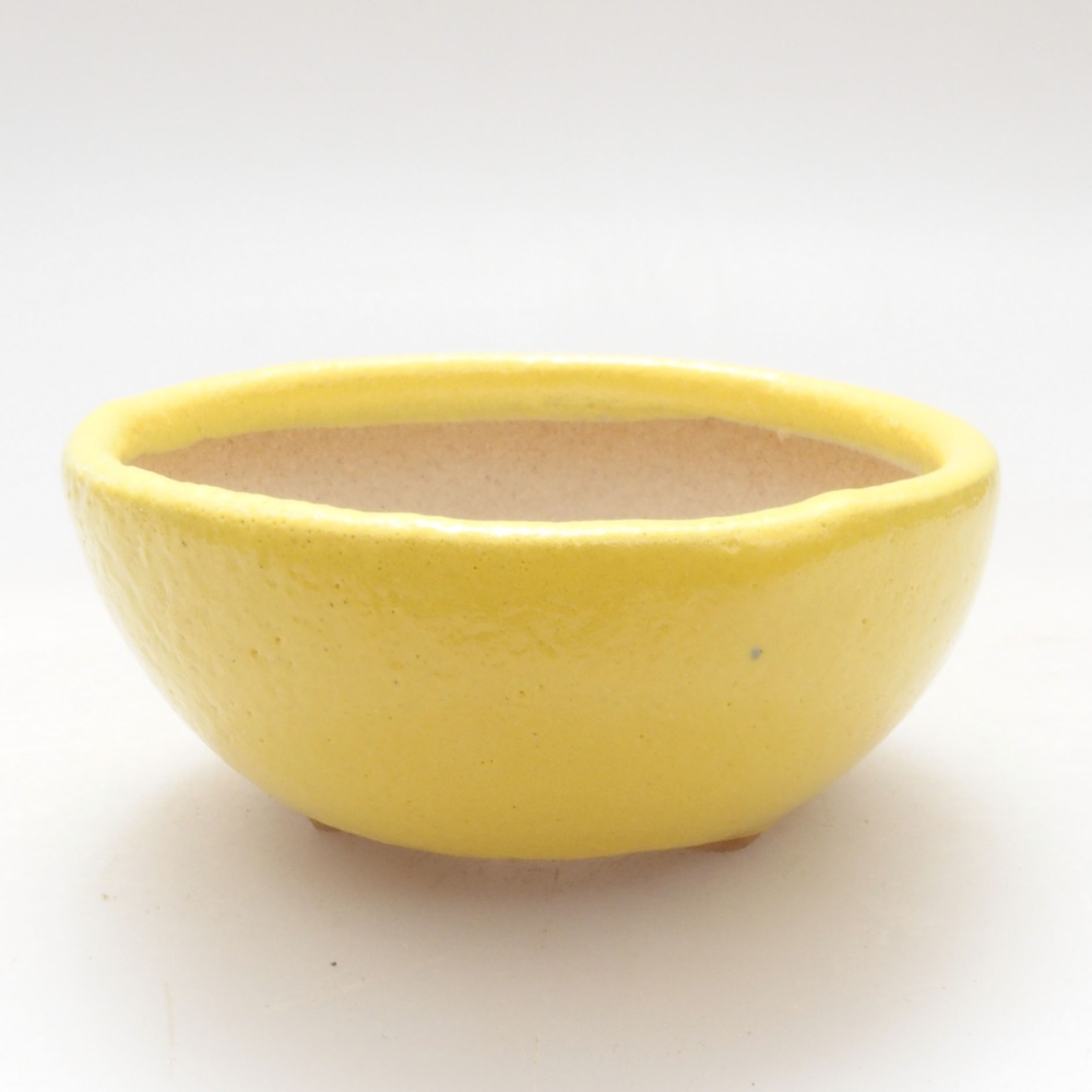 Ceramiczna miska bonsai 6 x 6 x 2,5 cm, żółta