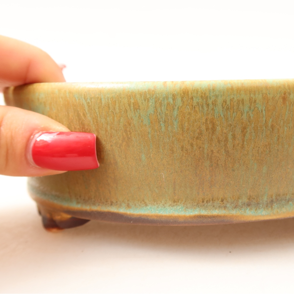 Ceramiczna miska do bonsai 15,5 x 15,5 x 5 cm, zielona