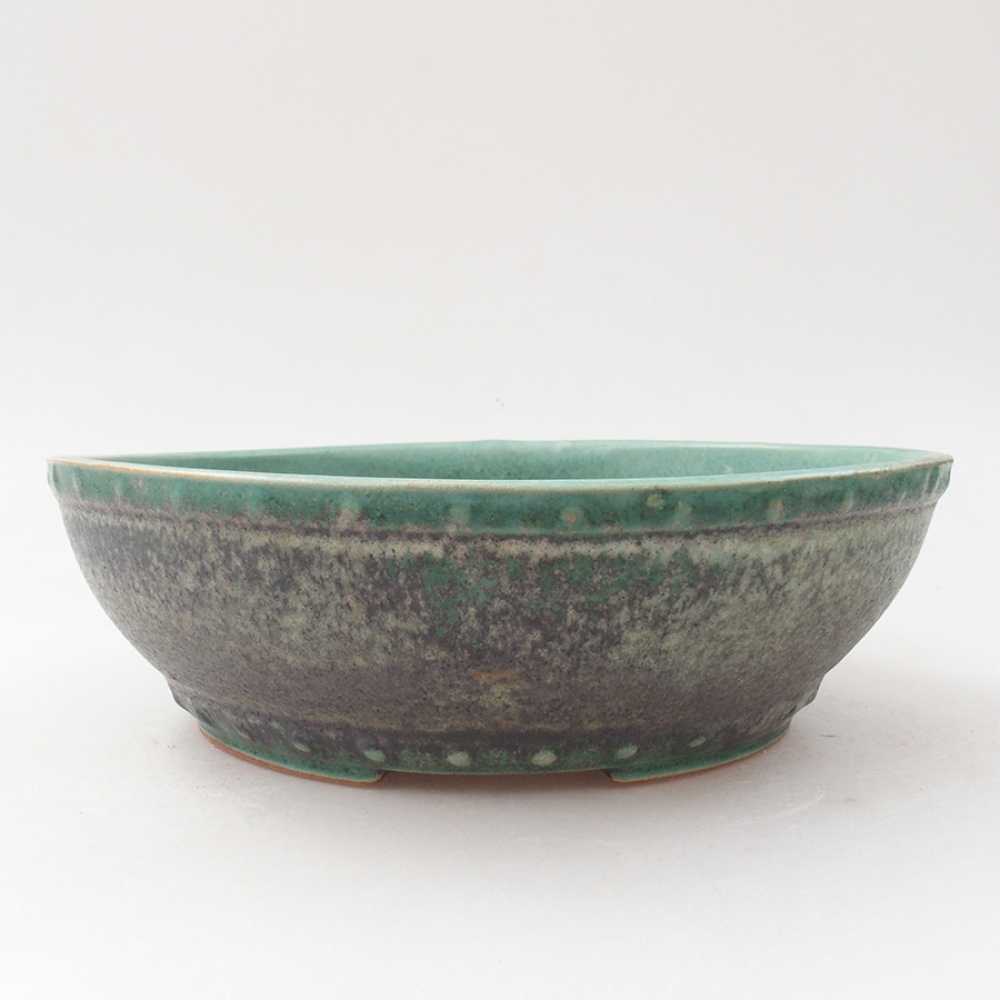 Ceramiczna miska bonsai 17,5 x 17,5 x 5 cm, kolor zielony