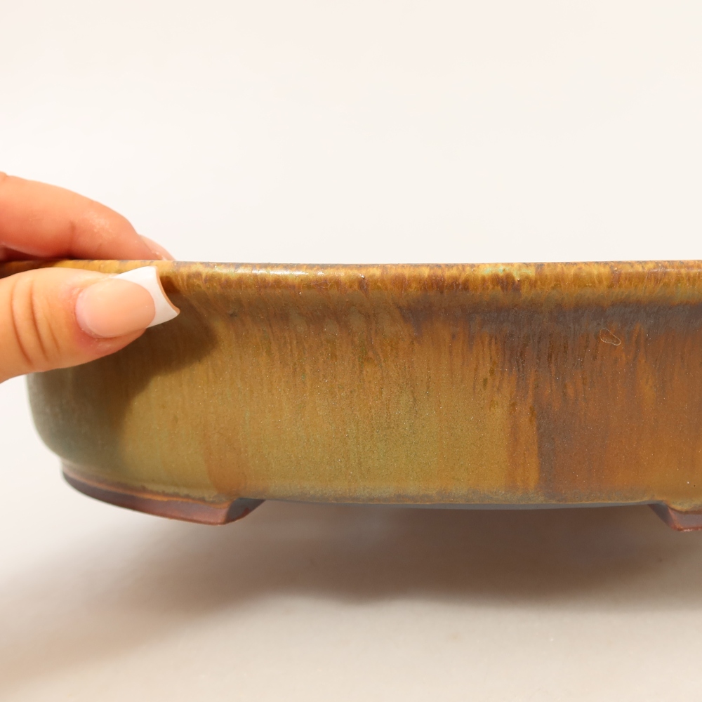 Ceramiczna miska do bonsai 26,5 x 23,5 x 5,5 cm, zielona