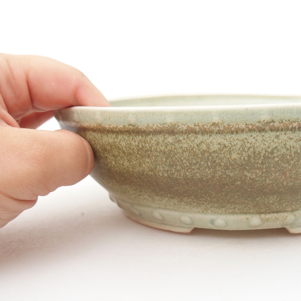 Ceramiczna miska bonsai 18 x 18 x 5,5 cm, kolor zielony