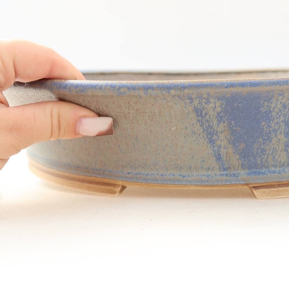 Ceramiczna miska do bonsai 31 x 28,5 x 7 cm, kolor niebieski