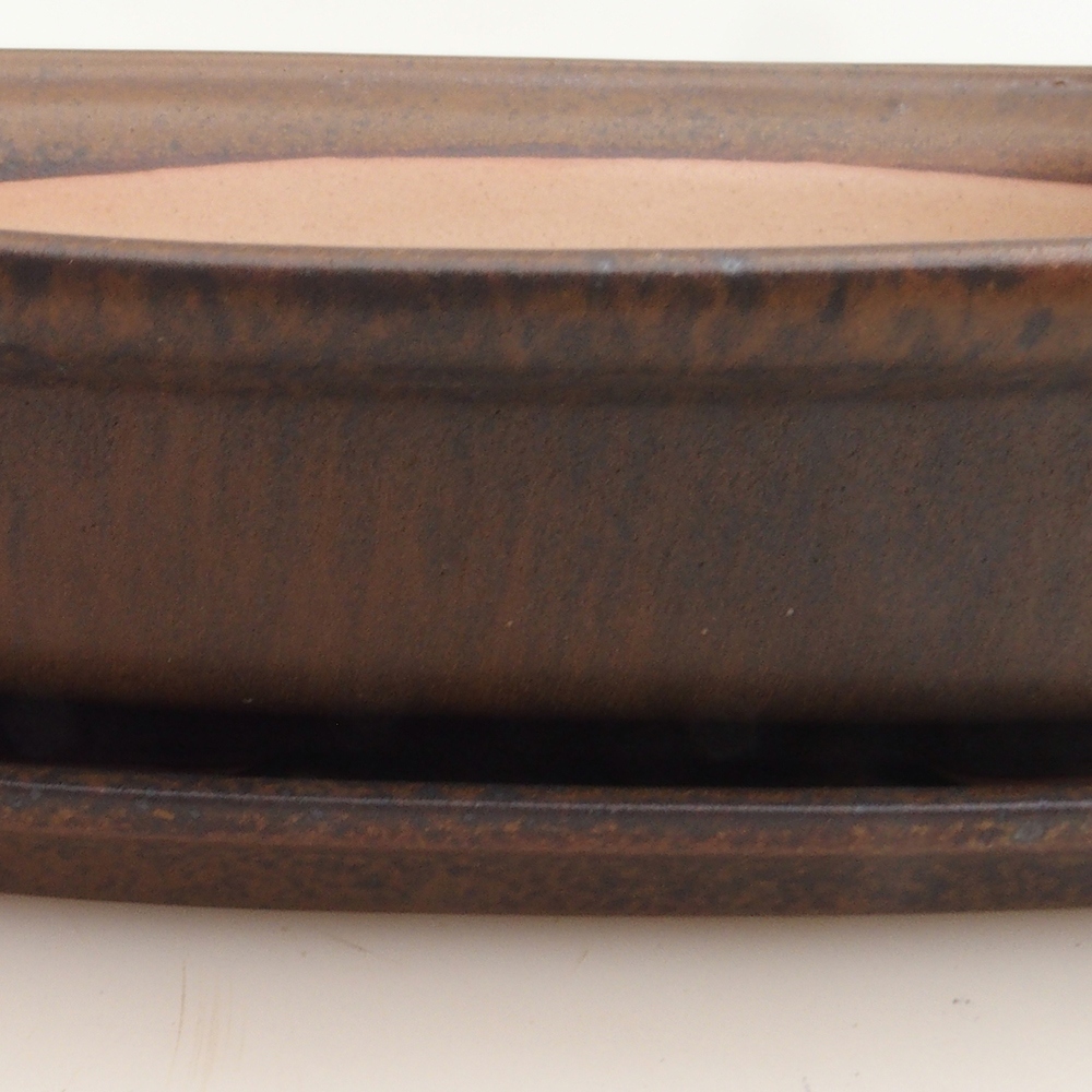 Bonsai bowl + spodek H25 - 23 x 17 x 5,5 cm. - brązowy