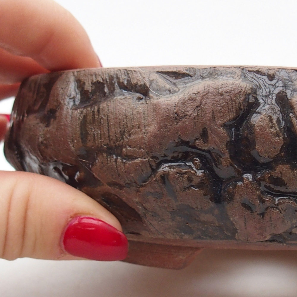 Ceramiczna miska do bonsai 14,5 x 14,5 x 5 cm, brązowa