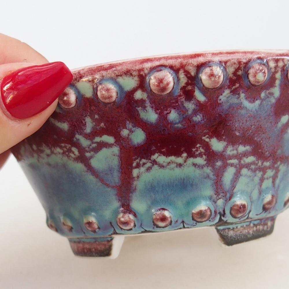 Ceramiczna miska do bonsai 10,5 x 10,5 x 5 cm, kolor bordowy