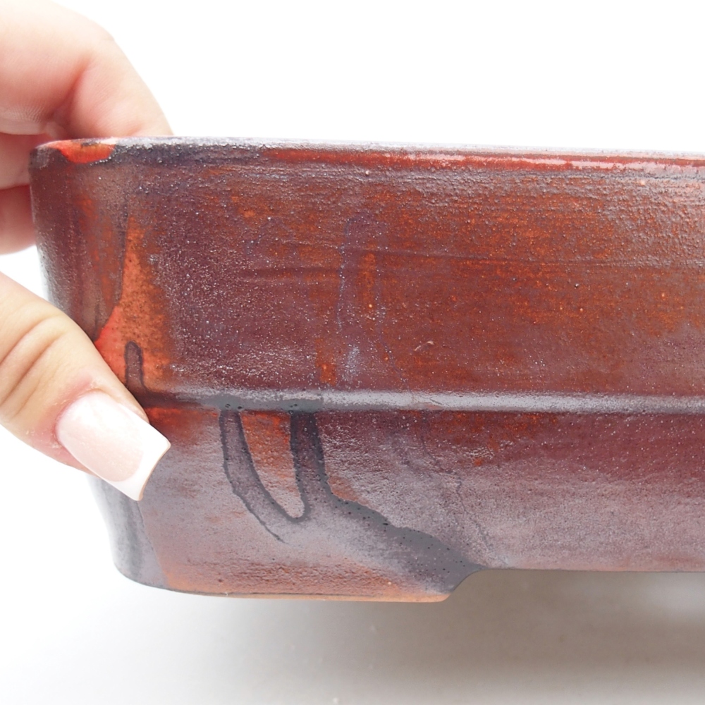 Ceramiczna miska do bonsai 27,5 x 20,5 x 7,5 cm, kolor czerwony