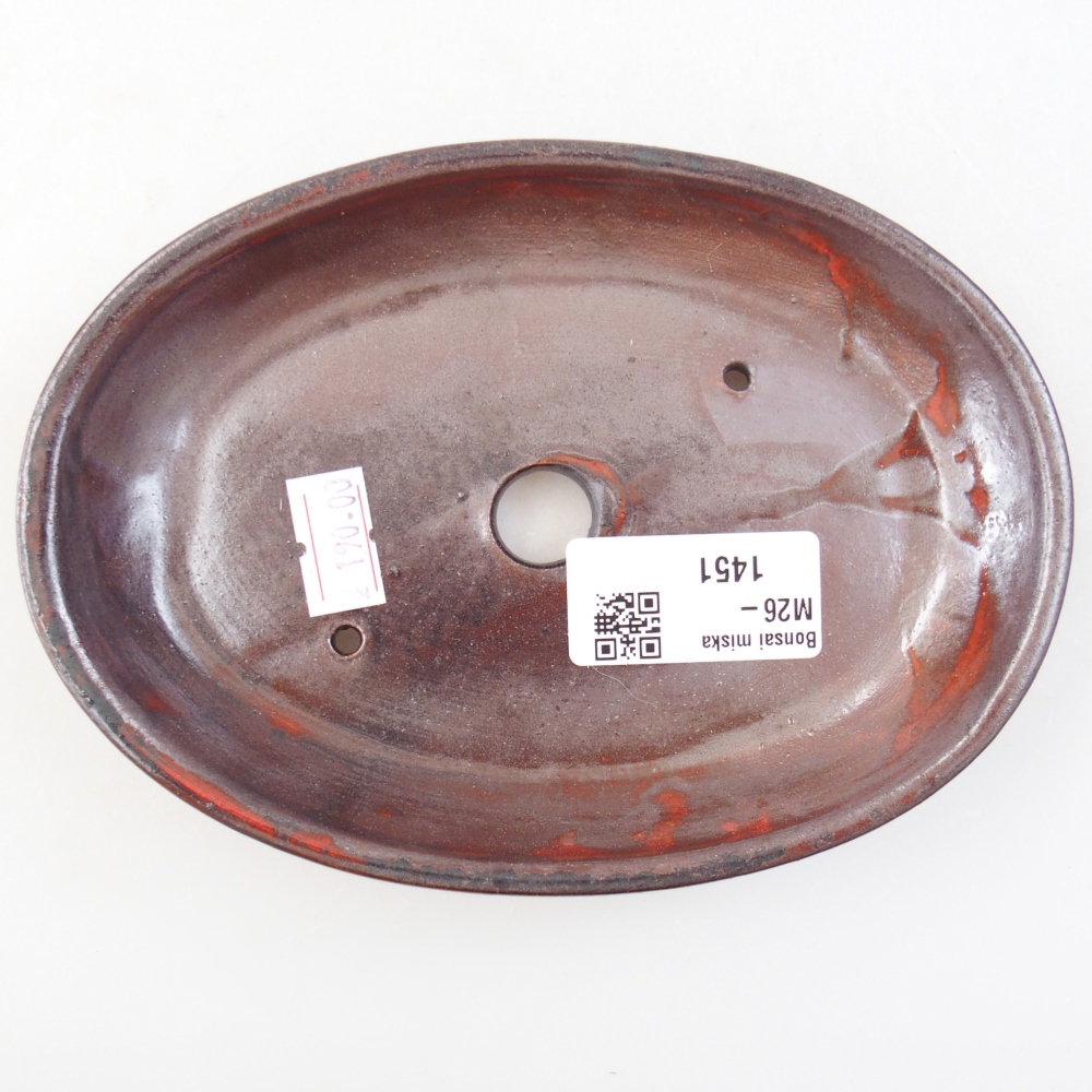 Ceramiczna miska na bonsai 15,5 x 11 x 2,5 cm, metaliczna czerwień