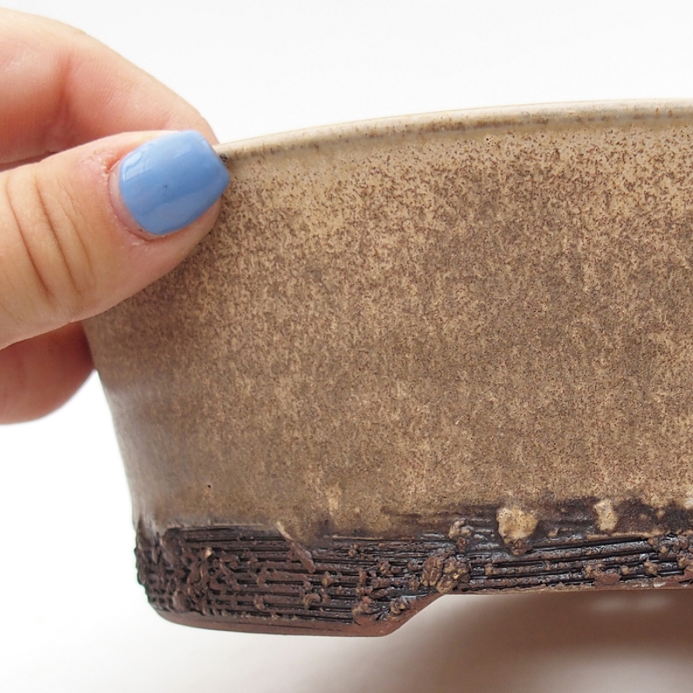 Ceramiczna miska bonsai 19 x 19 x 6 cm, kolor brązowy
