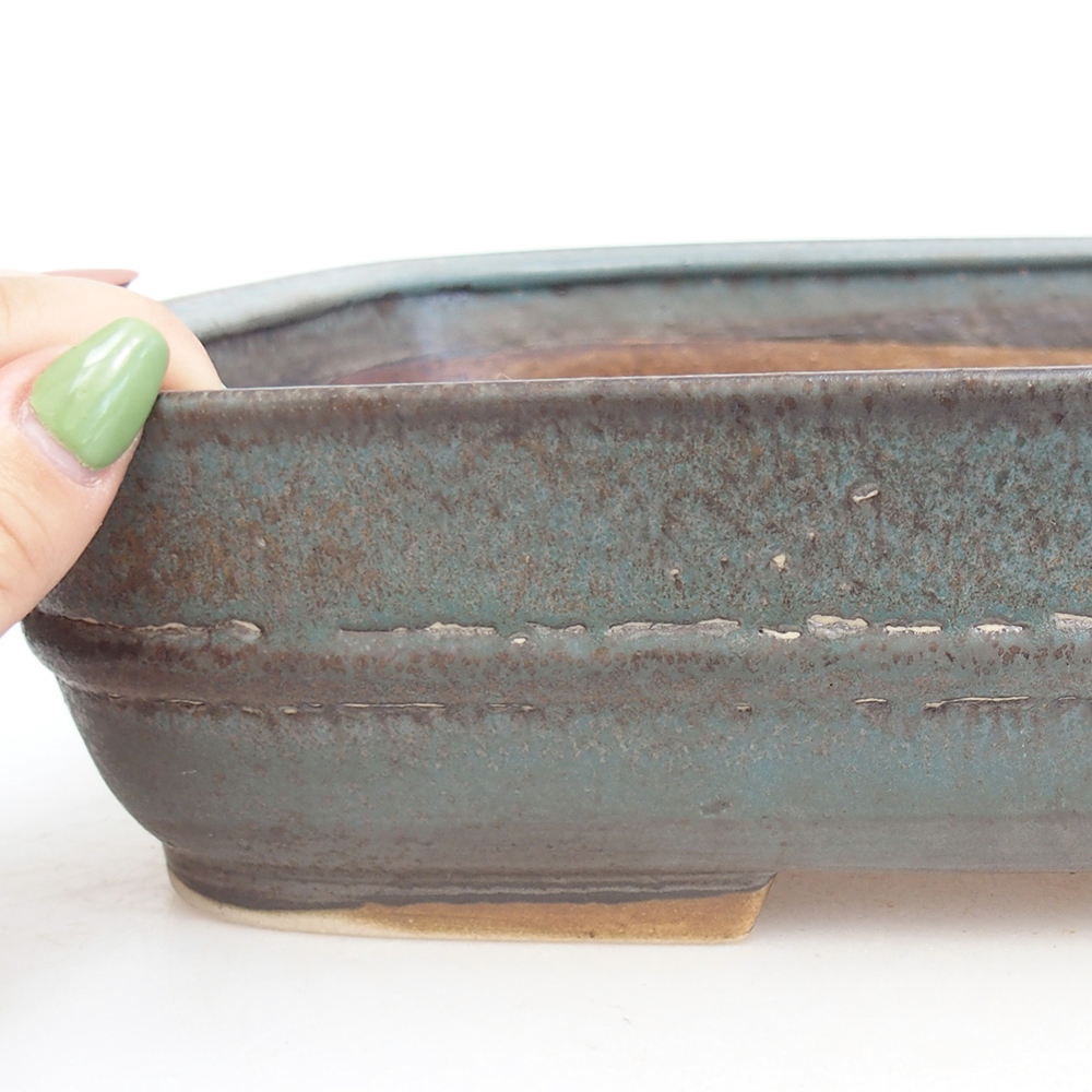 Ceramiczna miska na bonsai 29,5 x 25 x 7 cm, kolor niebieski