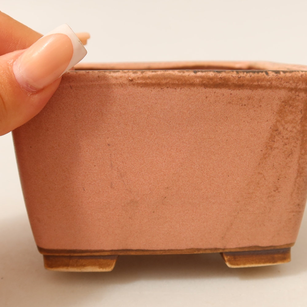 Ceramiczna miska do bonsai 10,5 x 10,5 x 7 cm, kolor różowy