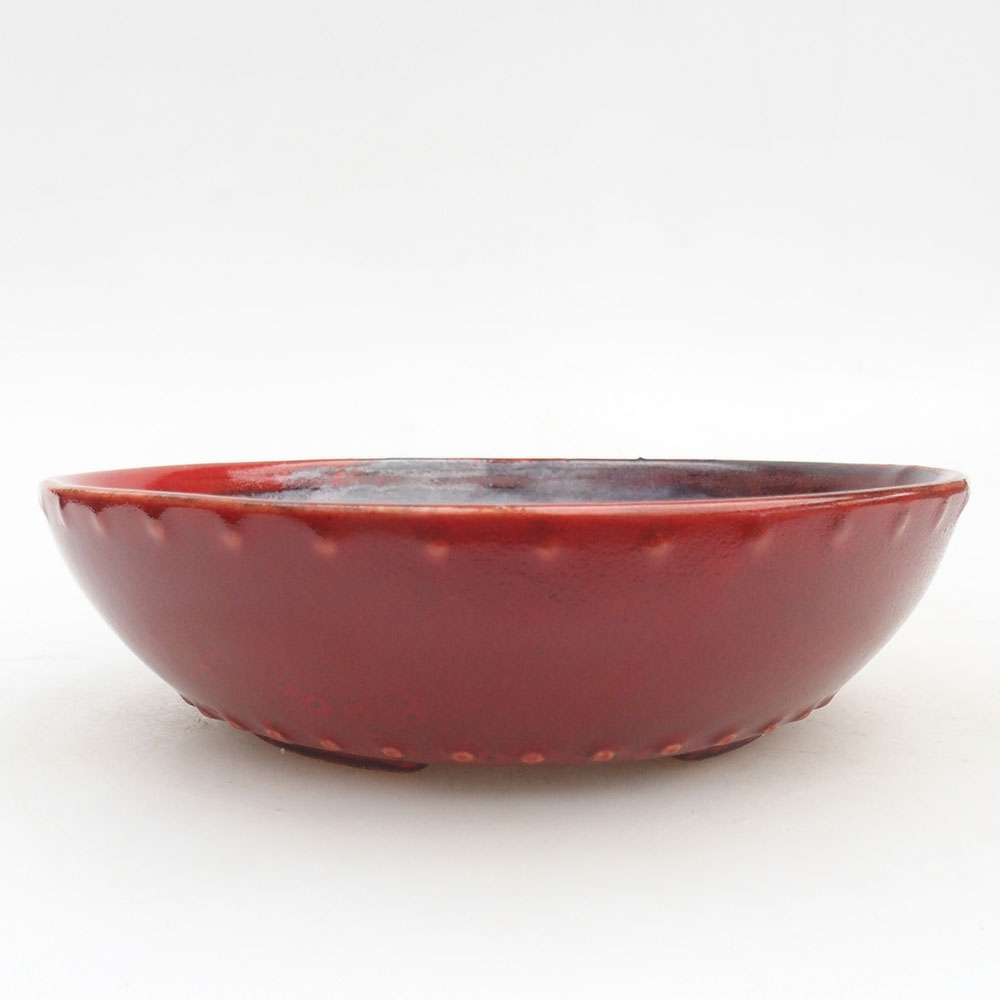 Ceramiczna miska do bonsai 17,5 x 17,5 x 4,5 cm, kolor czerwony