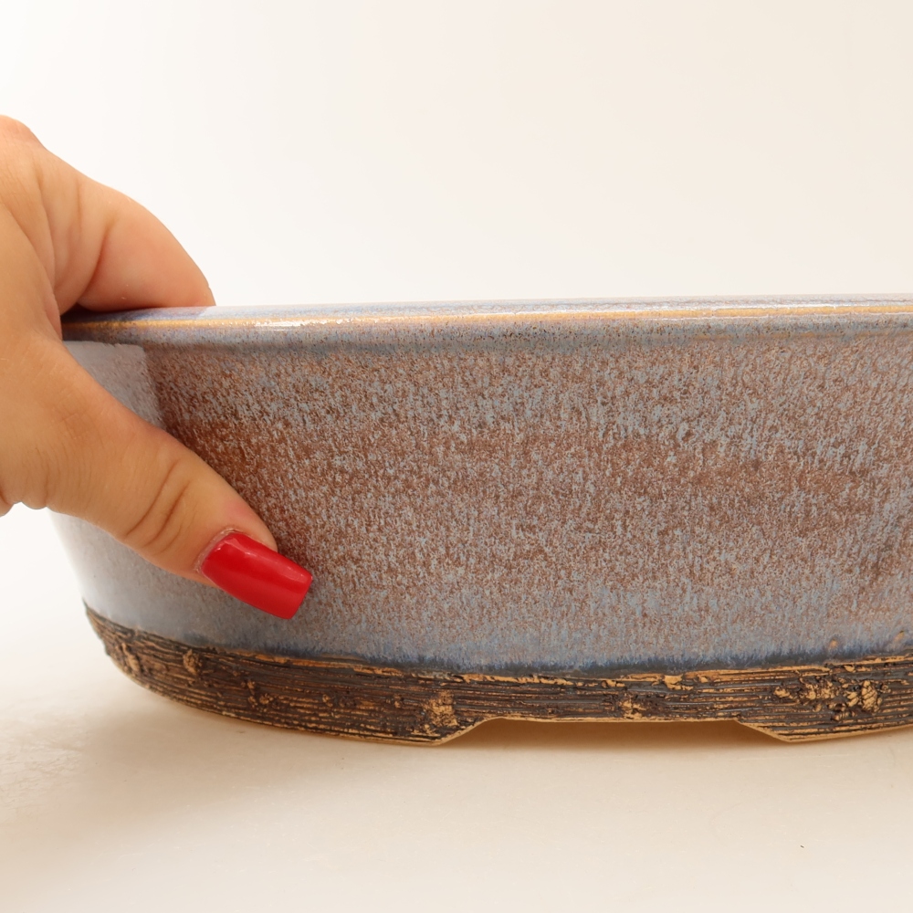 Ceramiczna miska do bonsai 31 x 31 x 8 cm, kolor niebieski
