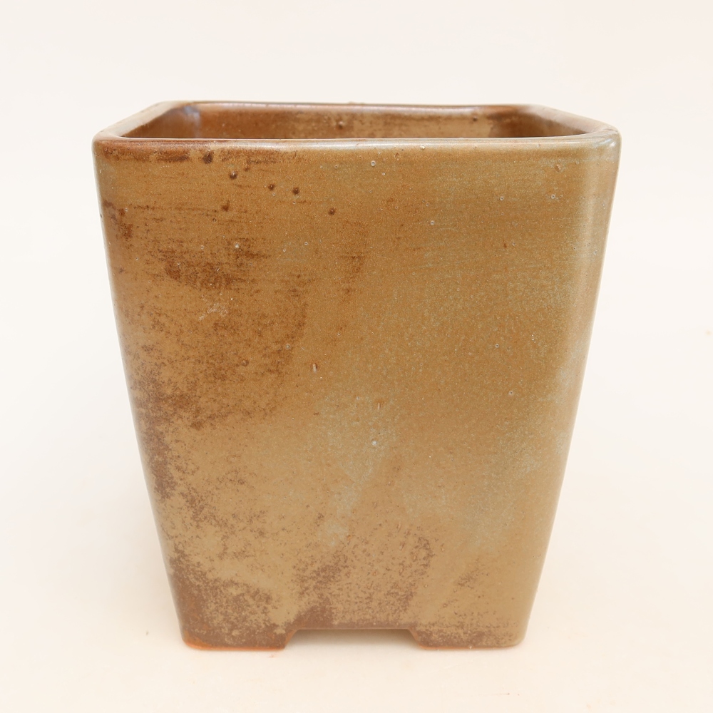 Ceramiczna miska na bonsai 14 x 14 x 15 cm, brązowa