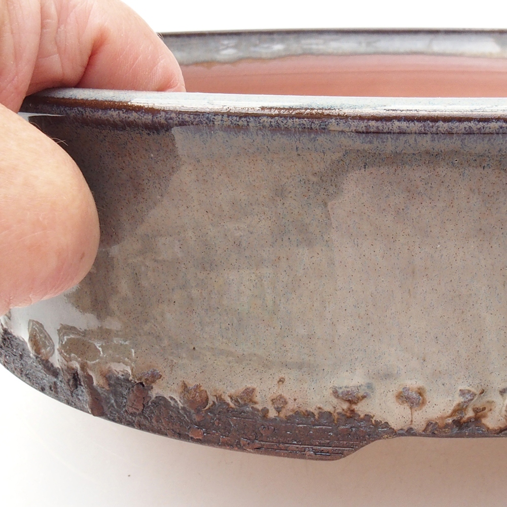 Ceramiczna miska bonsai 25,5 x 25,5 x 6,5 cm, kolor szary