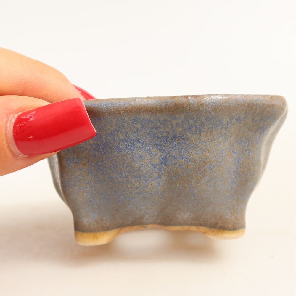 Ceramiczna miseczka do bonsai 7 x 7 x 3,5 cm, kolor niebieski