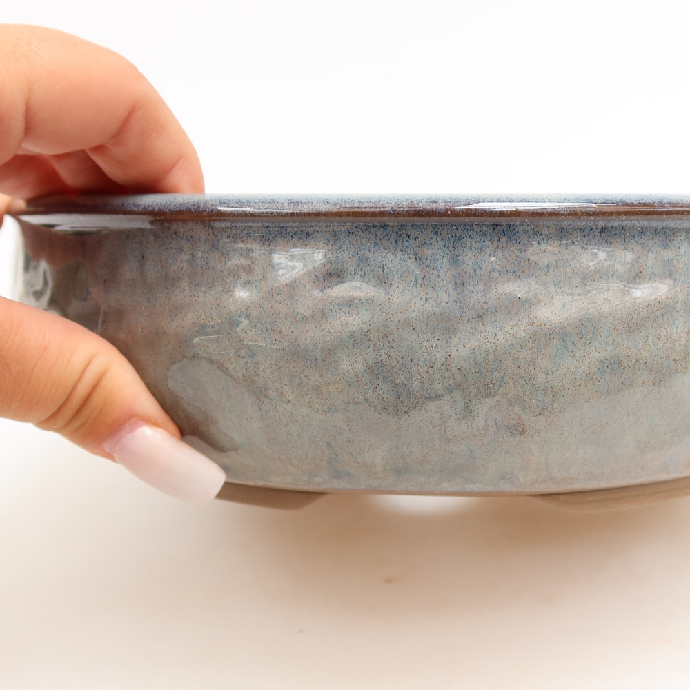 Ceramiczna miska do bonsai 22 x 22 x 6 cm, kolor szary