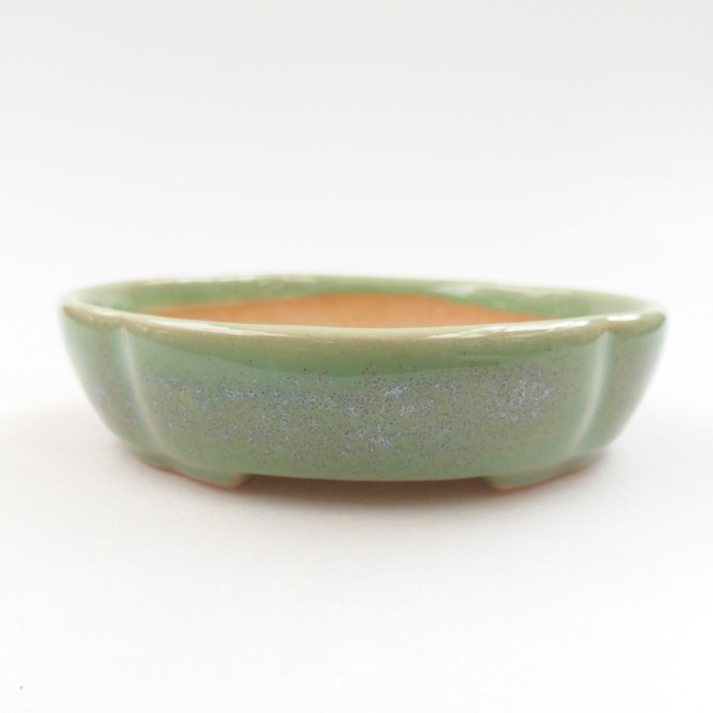 Ceramiczna miska bonsai 11 x 11 x 3 cm, kolor zielony