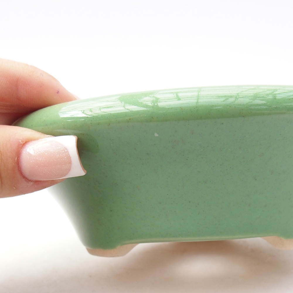 Ceramiczna miska do bonsai 13,5 x 13,5 x 4,5 cm, zielona