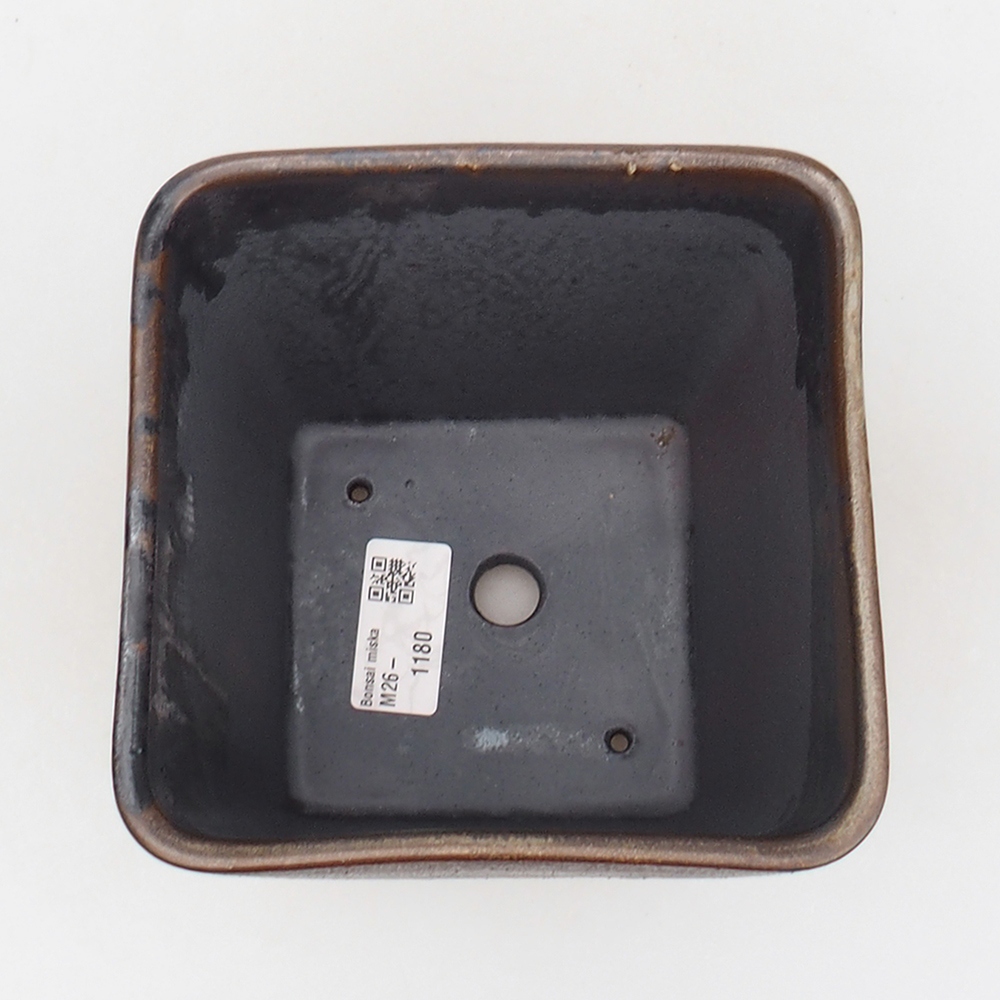 Ceramiczna miska na bonsai 14 x 14 x 15 cm, brązowa
