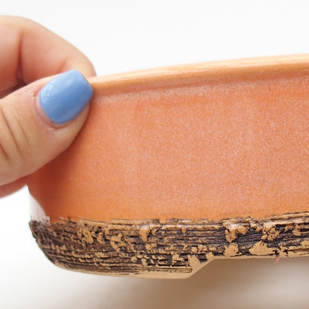 Ceramiczna miska bonsai 17,5 x 17,5 x 5 cm, kolor pomarańczowy
