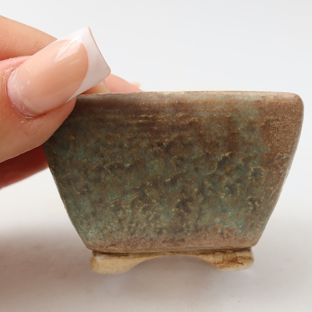 Ceramiczna miska do bonsai 6 x 6 x 4 cm, zielona