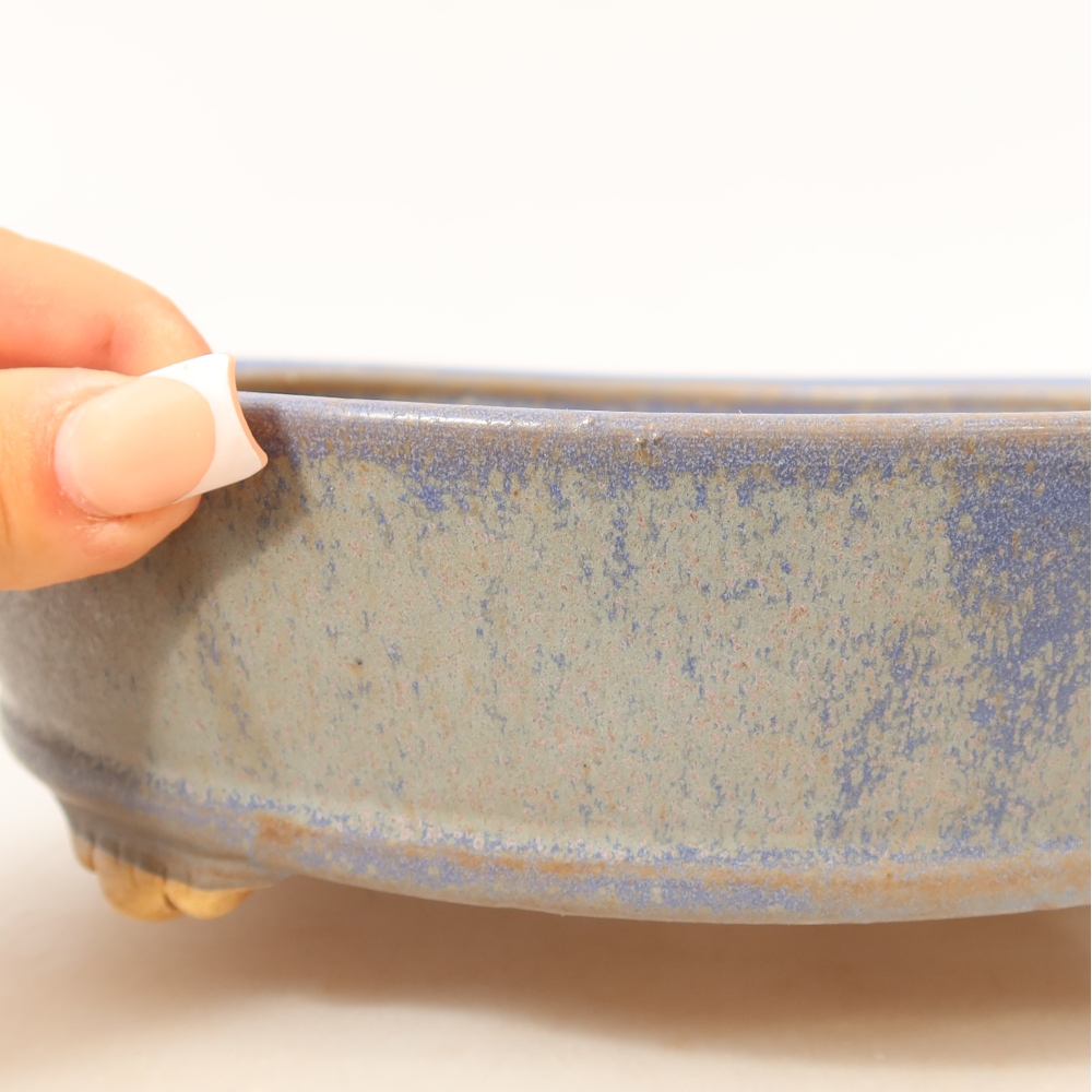 Ceramiczna miska do bonsai 21,5 x 21,5 x 6 cm, kolor niebieski