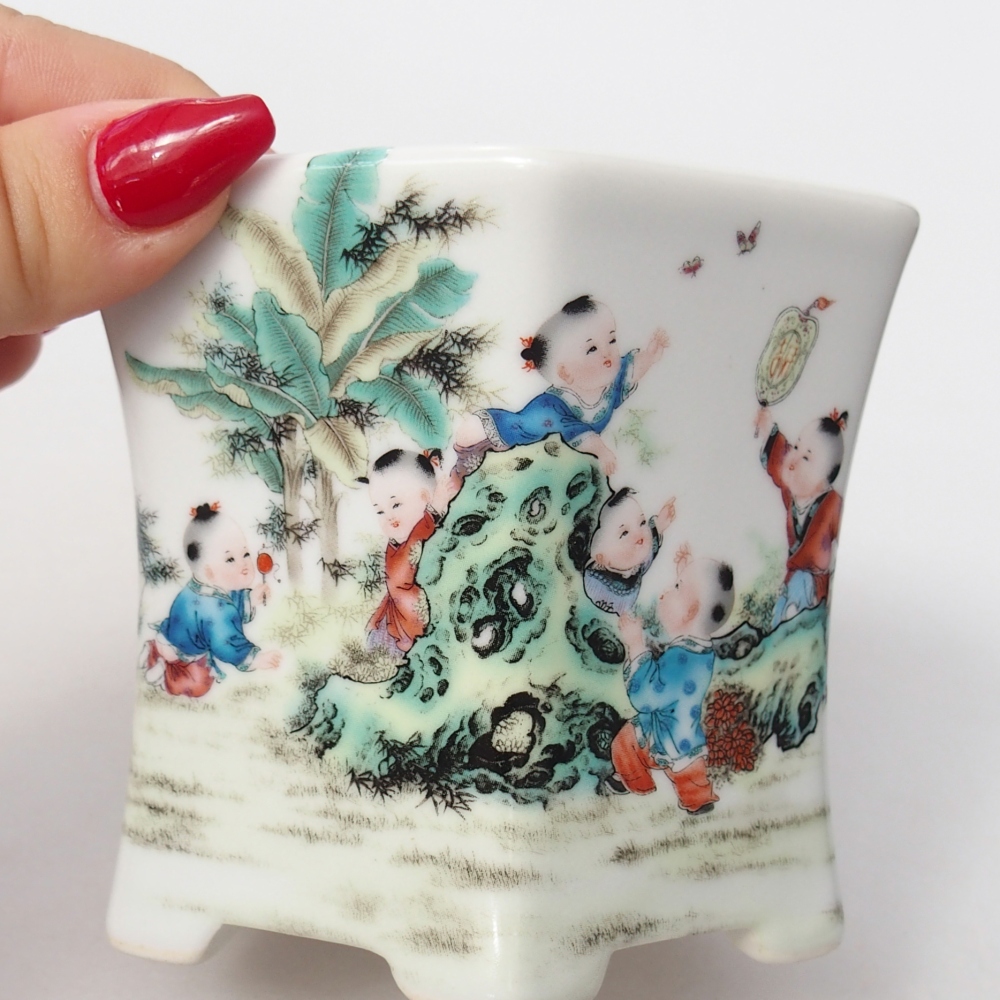 Ceramiczna miska do bonsai 10,5 x 9,5 x 9 cm, kolor biały