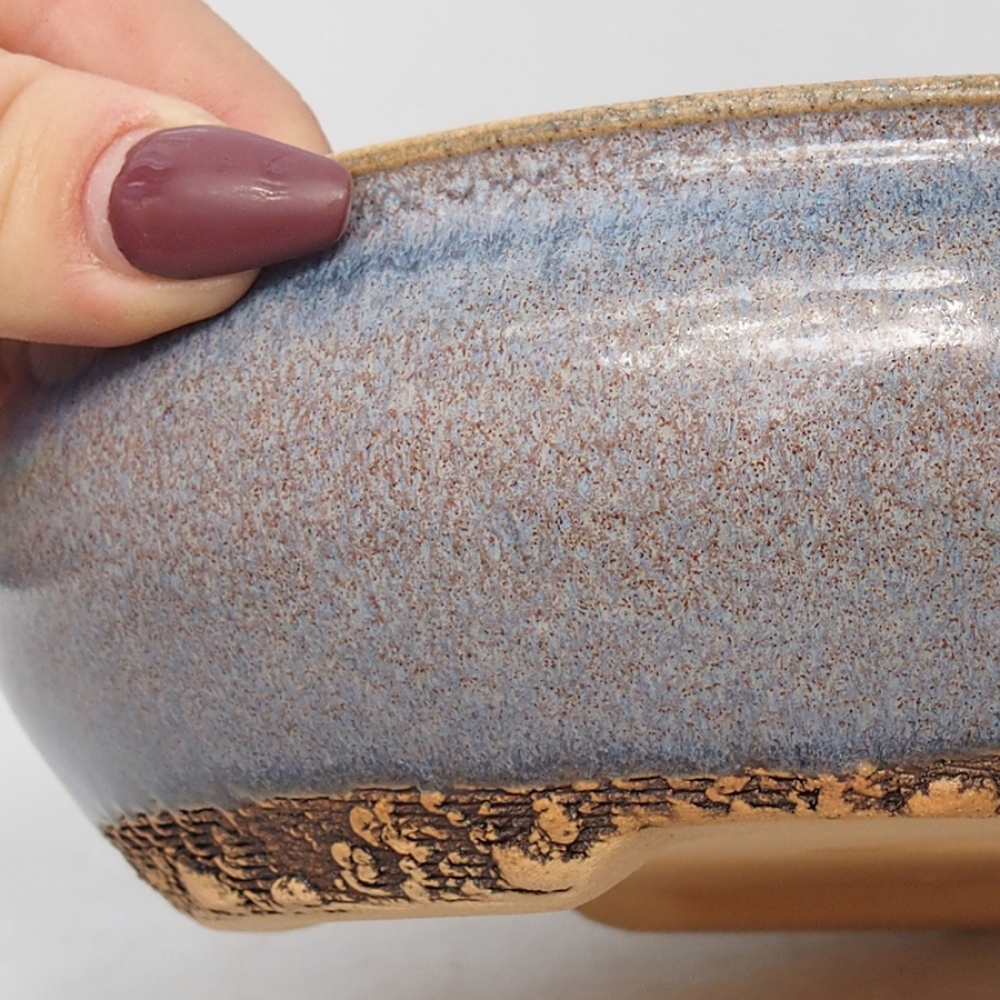 Ceramiczna miska bonsai 18 x 18 x 5 cm, kolor niebieski