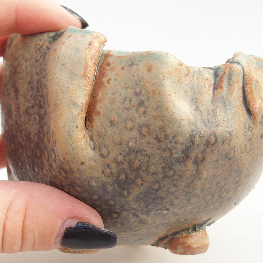 Ceramiczna muszla 9,5 x 8,5 x 7,5 cm, kolor brązowo-zielony