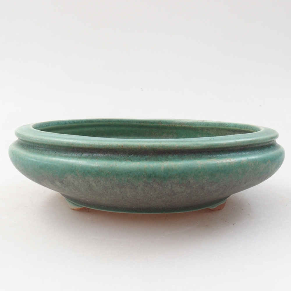 Ceramiczna miska bonsai 15,5 x 15,5 x 5 cm, kolor zielony