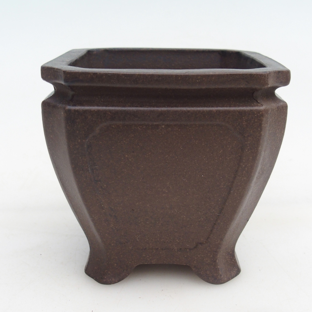 Ceramiczna miska do bonsai 10 x 10 x 9,5 cm, kolor brązowo-ochrowy