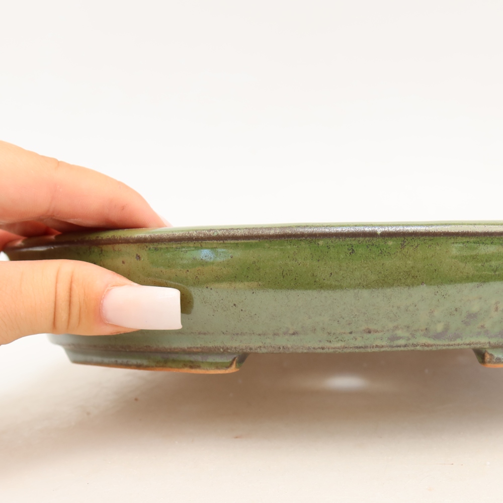 Ceramiczna miska do bonsai 24,5 x 20 x 4 cm, zielona
