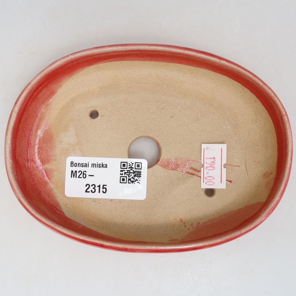 Ceramiczna miska do bonsai 13 x 9,5 x 2,5 cm, kolor czerwony