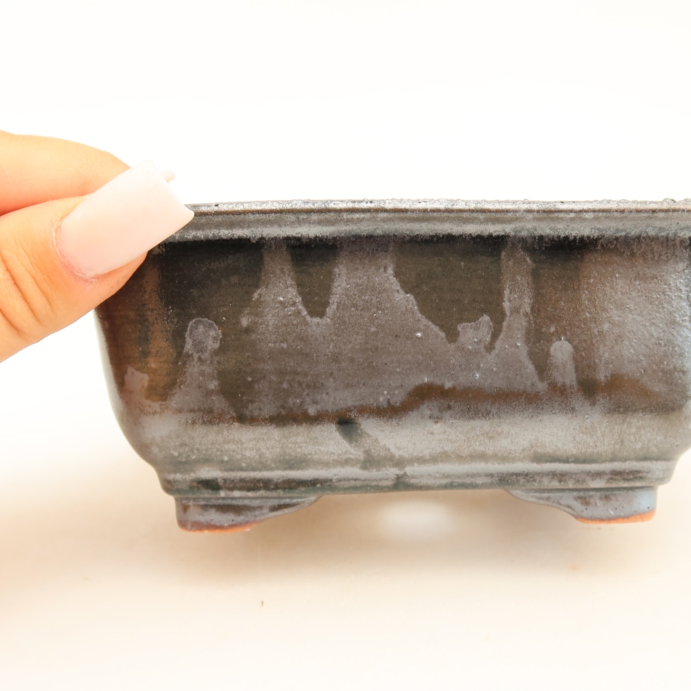 Ceramiczna miska do bonsai 13,5 x 10,5 x 6 cm, kolor metaliczny