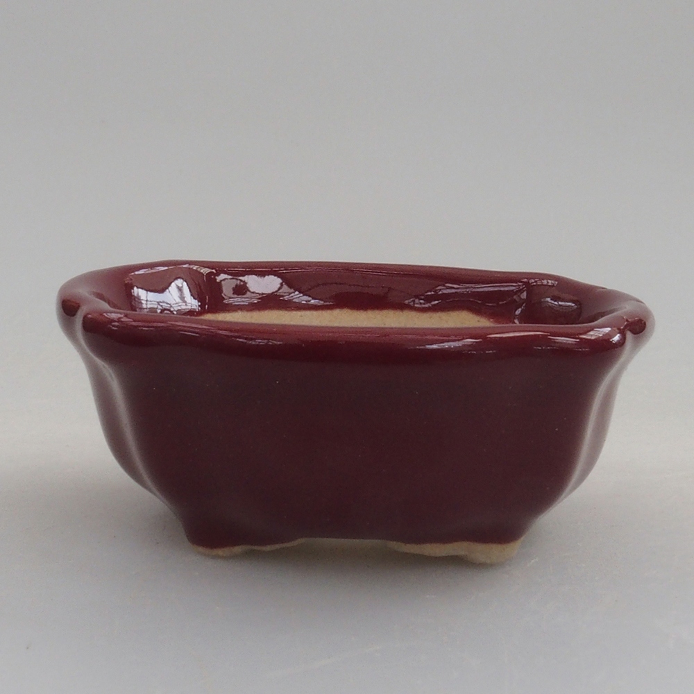 Mini miska bonsai 6 x 6 x 2,5 cm, kolor bordowy