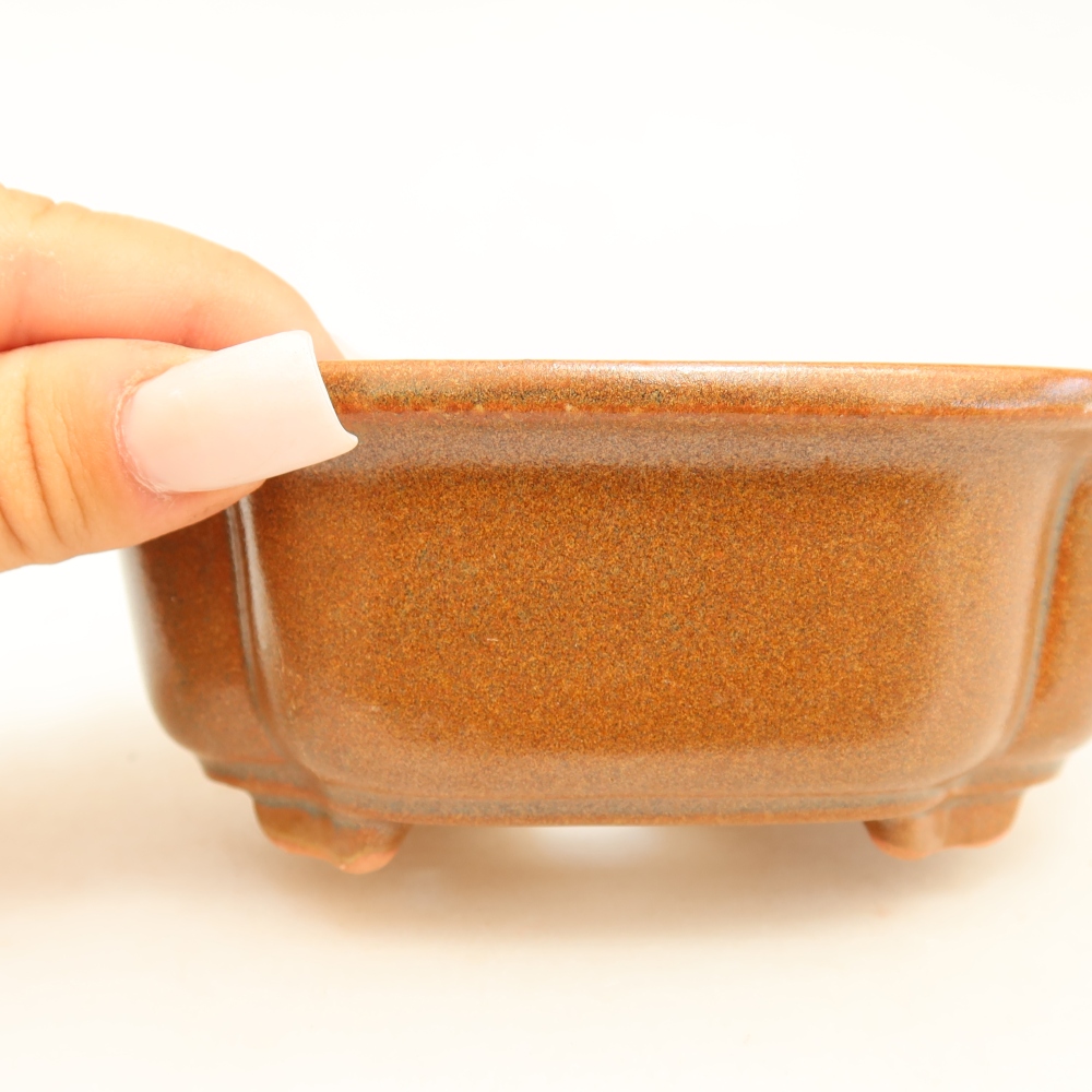 Ceramiczna miska do bonsai 13,5 x 10,5 x 5 cm, kolor brązowy