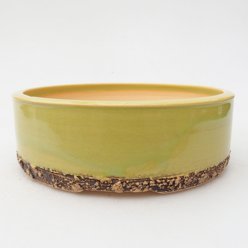 Ceramiczna miska bonsai 17,5 x 17,5 x 5,5 cm, kolor zielony