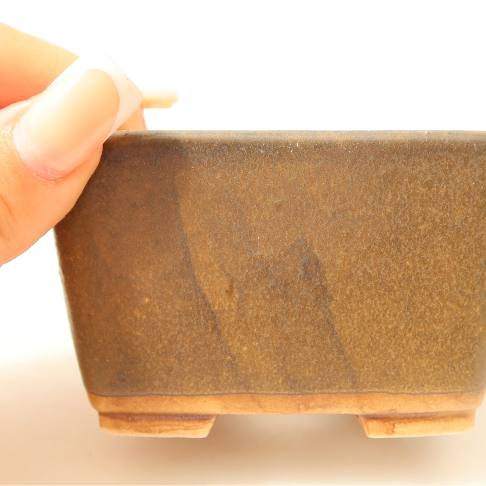 Ceramiczna miska do bonsai 8,5 x 8,5 x 5,5 cm, brązowa