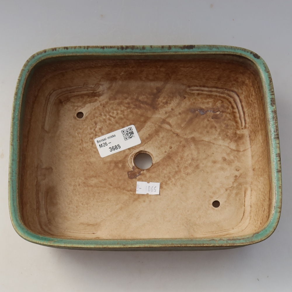 Ceramiczna miska do bonsai 22,5 x 18 x 6 cm, kolor zielony
