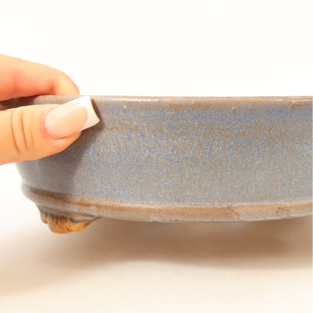 Ceramiczna miska do bonsai 21,5 x 21,5 x 6 cm, kolor niebieski