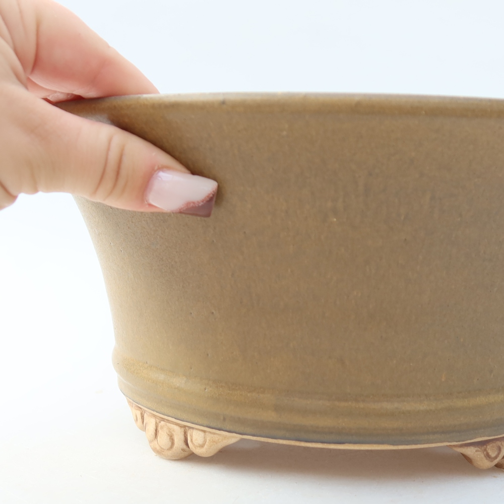 Ceramiczna miska do bonsai 24,5 x 24,5 x 11,5 cm, kolor brązowy