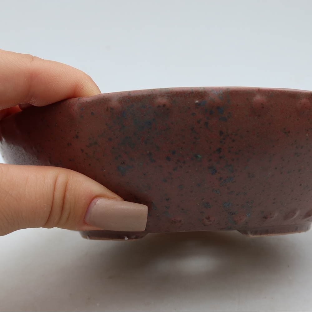 Ceramiczna miseczka do bonsai 17,5 x 17,5 x 5 cm, kolor różowy
