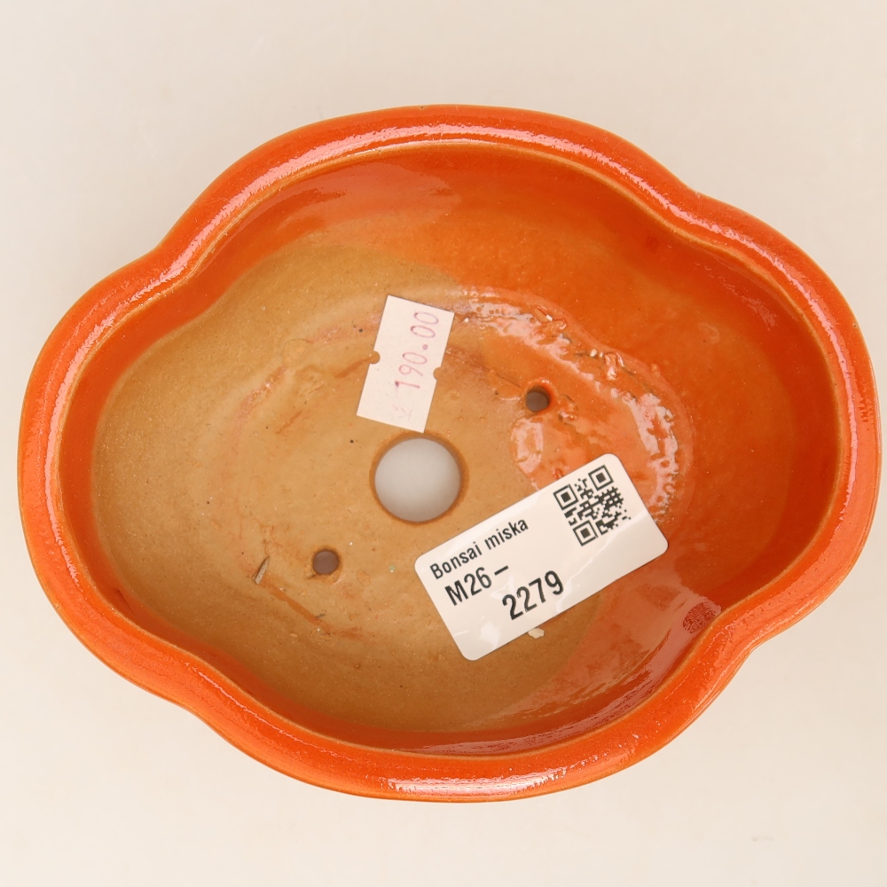 Ceramiczna miska do bonsai 12,5 x 10,5 x 4,5 cm, kolor pomarańczowy