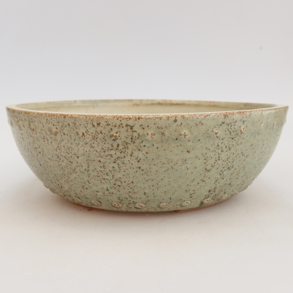 Ceramiczna miska do bonsai 24,5 x 24,5 x 7,5 cm, kolor zielony