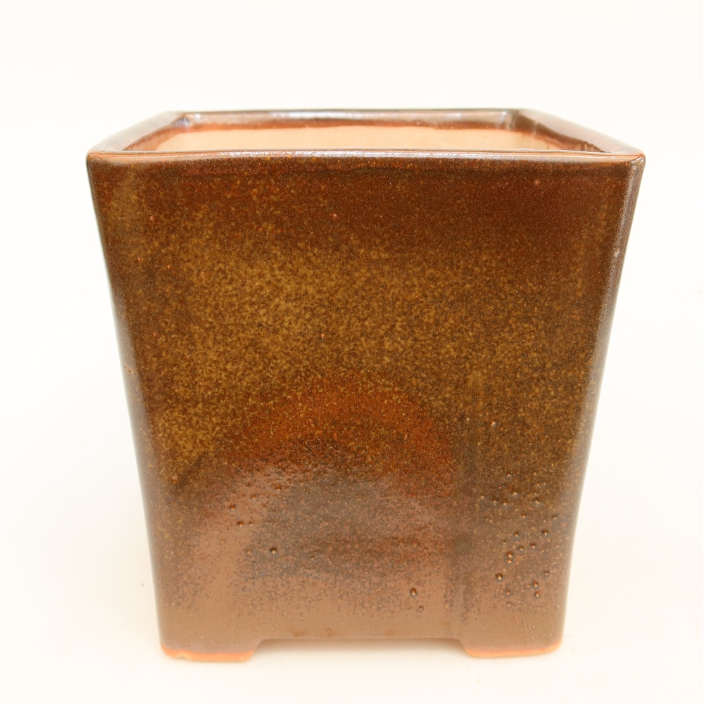 Ceramiczna miska do bonsai 13 x 13 x 14 cm, kolor brązowy