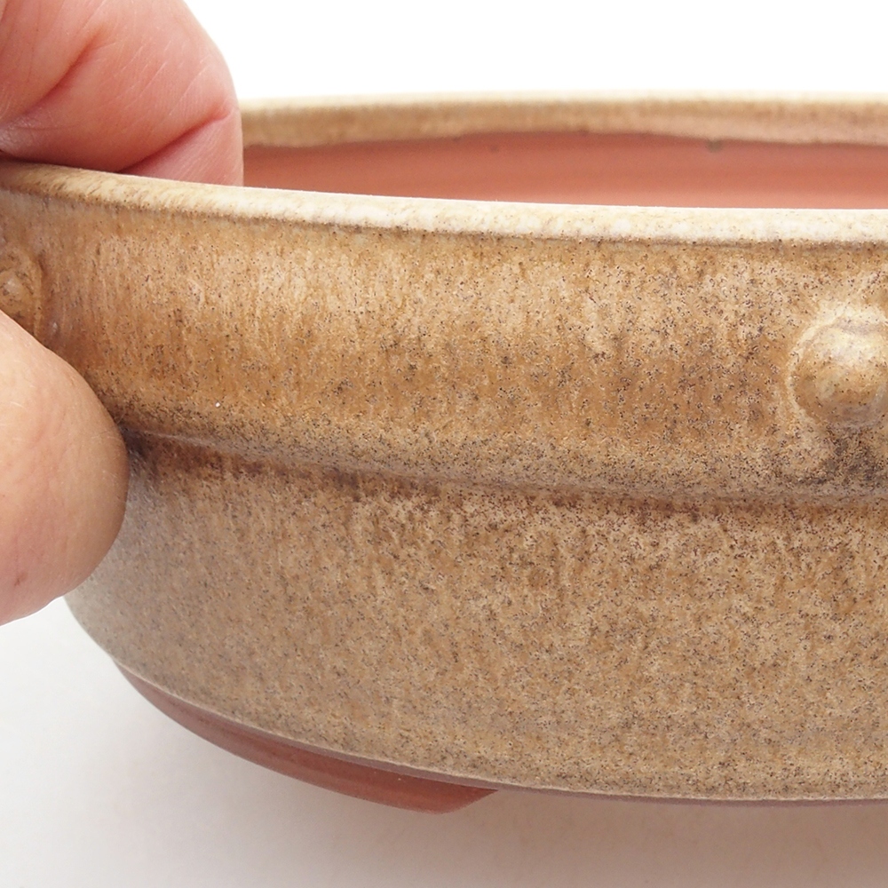 Ceramiczna miska bonsai 18 x 18 x 5,5 cm, kolor beżowy