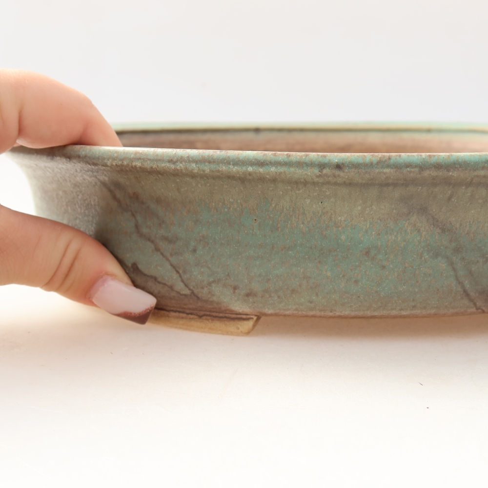 Ceramiczna miska do bonsai 26 x 24 x 6 cm, kolor zielony