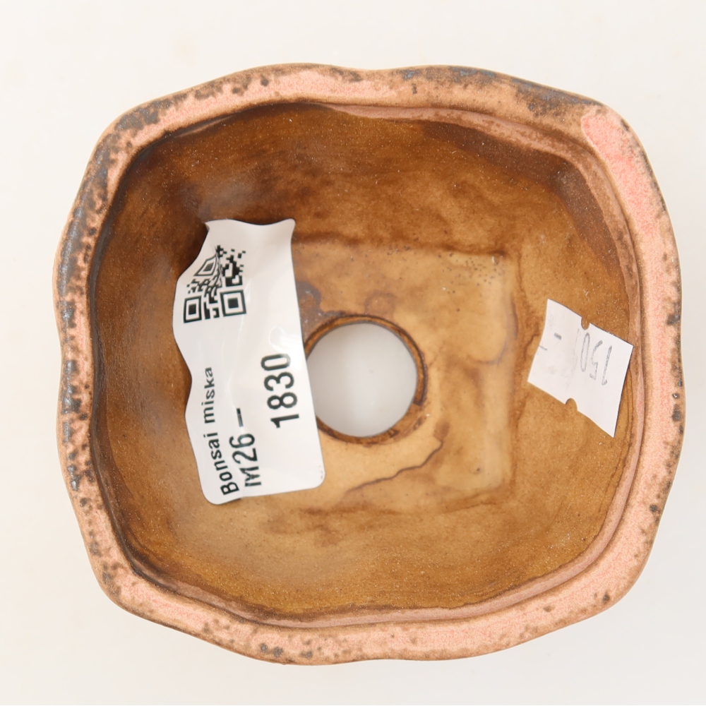Ceramiczna miseczka do bonsai 7,5 x 7 x 3,5 cm, kolor różowy