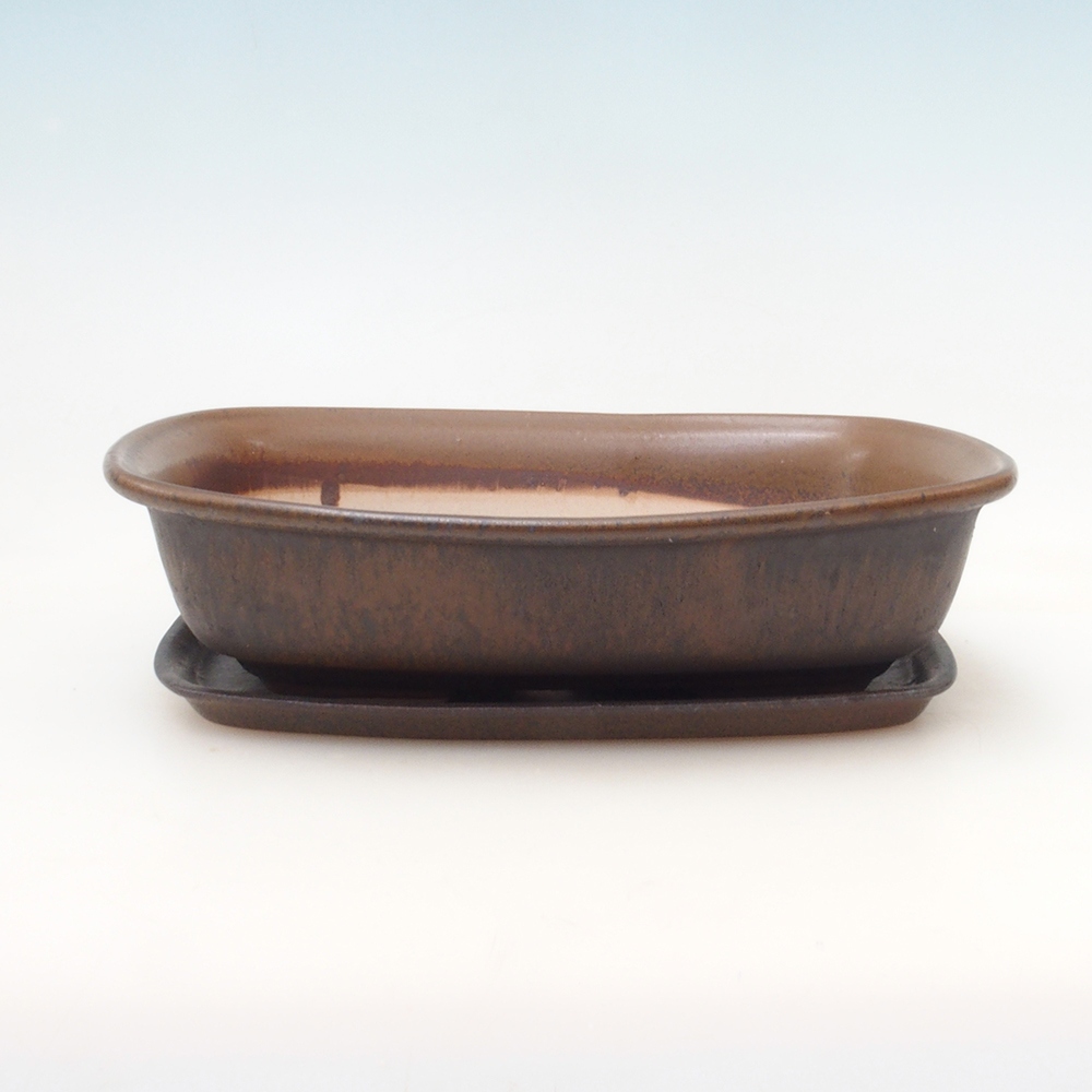 Miska do bonsai + podstawka H09 – 30 x 23 x 7,5 cm. – brązowa
