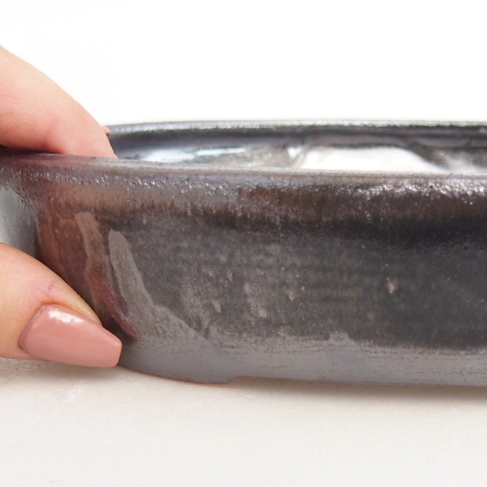 Ceramiczna miska do bonsai 22 x 17 x 4 cm, czarna